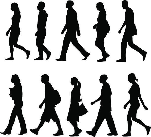 menschen walking - kontur stock-grafiken, -clipart, -cartoons und -symbole