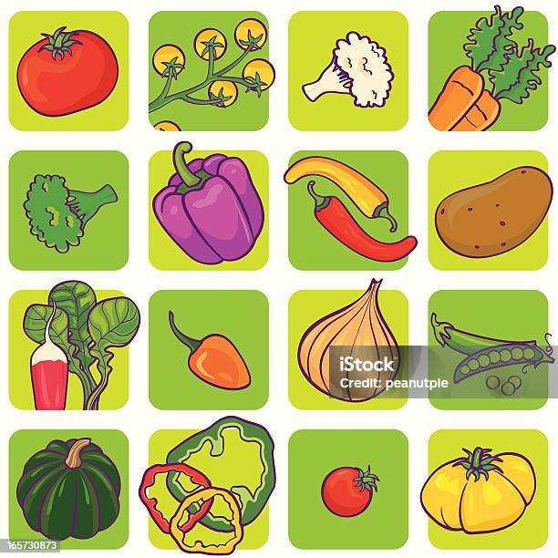Légumes Motif Carré Vecteurs libres de droits et plus d'images vectorielles de Poivron - Poivron, Aliment, Aliments et boissons