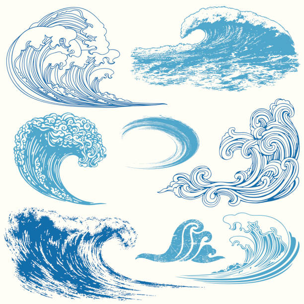 fala elementy - wave pattern obrazy stock illustrations