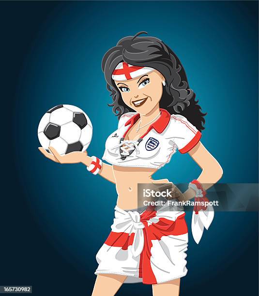 Kobieta Machająca Flaga Piłki Nożnej Fan Anglia - Stockowe grafiki wektorowe i więcej obrazów Kobiety - Kobiety, Tylko kobiety, Zmysłowość