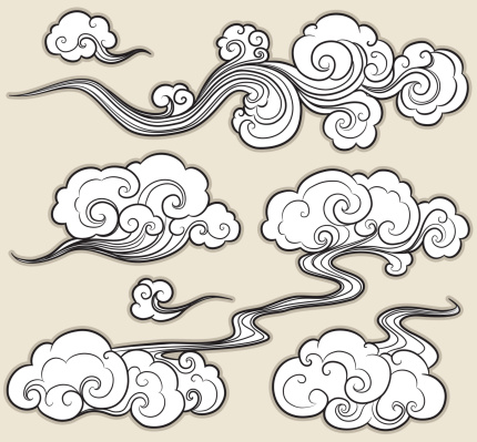 A set of cloud graphics in oriental style.