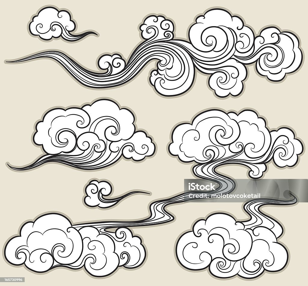 oriental cloud A set of cloud graphics in oriental style. Cloud - Sky stock vector