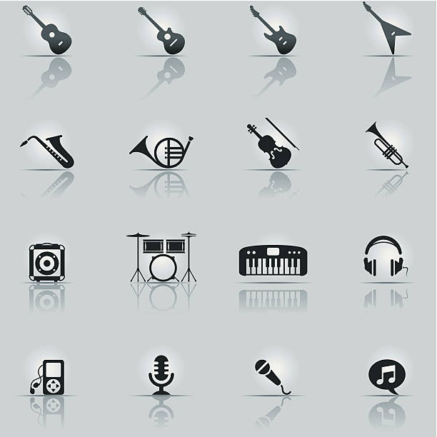 Icon Set, Music Icon Set, Musical instrument and music things on white background, made in adobe Illustrator (vector) electric piano stock illustrations