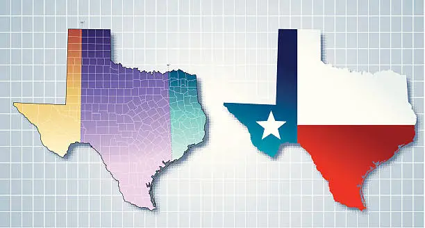 Vector illustration of Map Of Texas