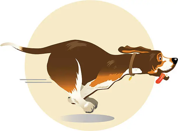 Vector illustration of Running Brown Dog