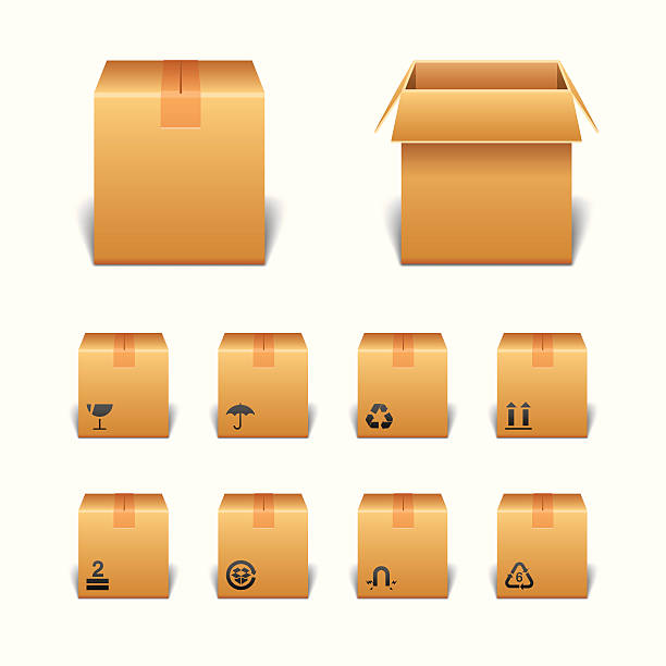 Package Boxes with Icons vector art illustration