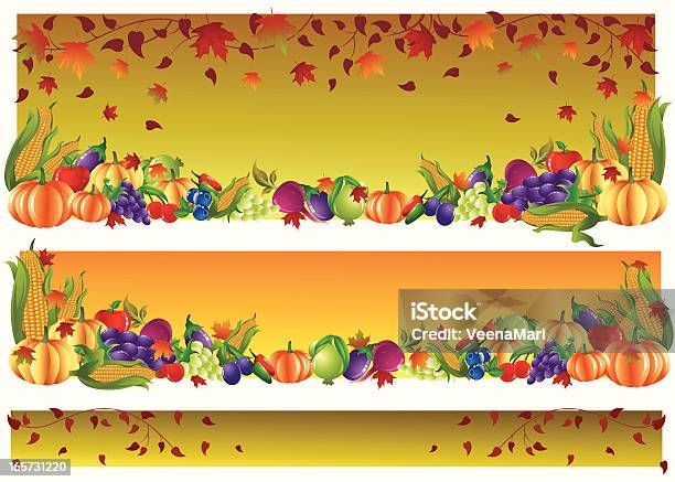 Banner Di Giorno Del Ringraziamento - Immagini vettoriali stock e altre immagini di Andare giù - Andare giù, Arancione, Astratto