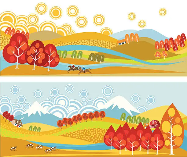 Vector illustration of Autumn Landscapes