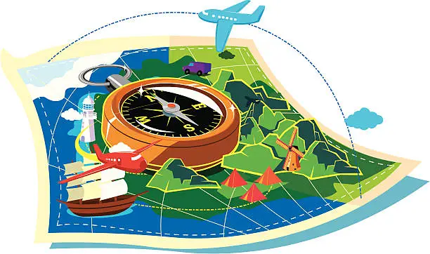 Vector illustration of travel map