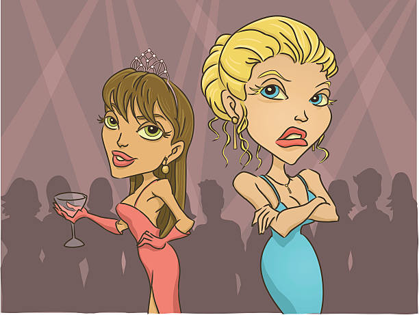 ilustraciones, imágenes clip art, dibujos animados e iconos de stock de drama queen - concurso de belleza