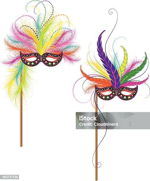 Maschere Mardi Gras Reveler - Immagini vettoriali stock e altre immagini di Piuma - Piuma, Martedì Grasso - Carnevale, Maschera per ballo in maschera