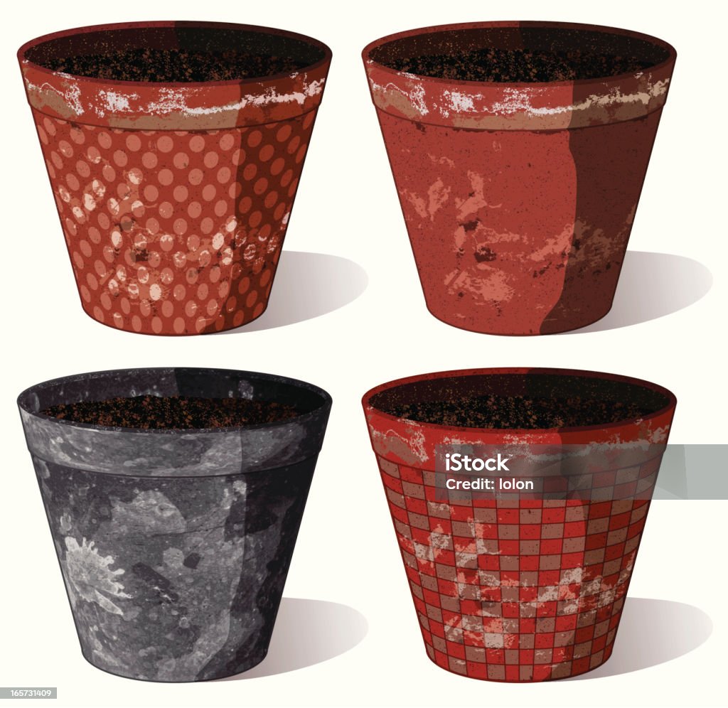 Des pots de fleurs quatre vide avec ombre - clipart vectoriel de Cache-pot libre de droits