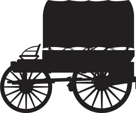 Vector Illustration of a Wild West Chuck Wagon in Silhouette.