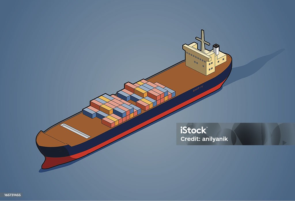 Грузовой корабль - Векторная графика Контейнеровоз роялти-фри
