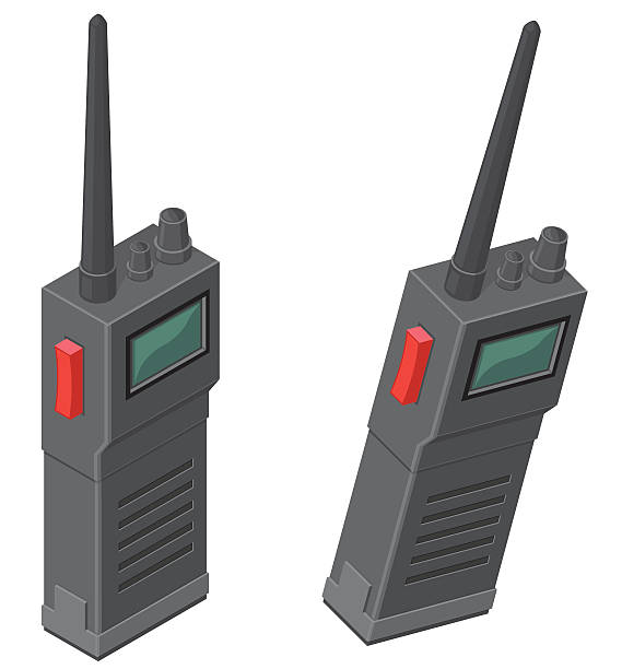 isometric walkie-talkie, radio-symbol - talkie stock-grafiken, -clipart, -cartoons und -symbole