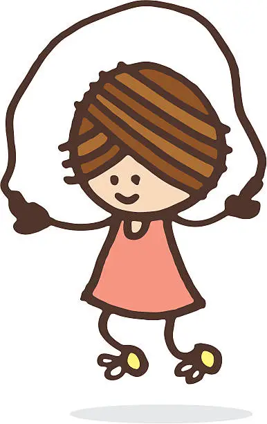 Vector illustration of Young girl with a skipping rope