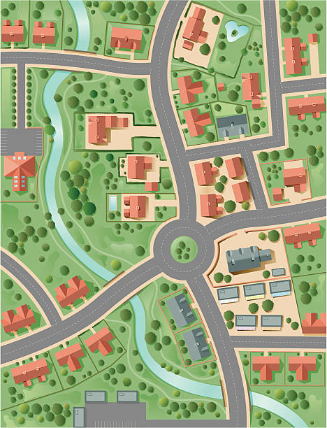 Town plan vector art illustration