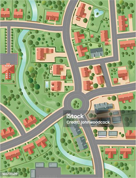 Town Plan Stock Illustration - Download Image Now - Map, Aerial View, City