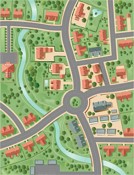 Vector illustration of Town plan