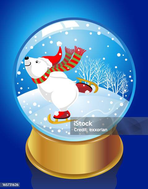 Snow Globe Iceskating Bear Stock Illustration - Download Image Now - Bare Tree, Animal, Anthropomorphic