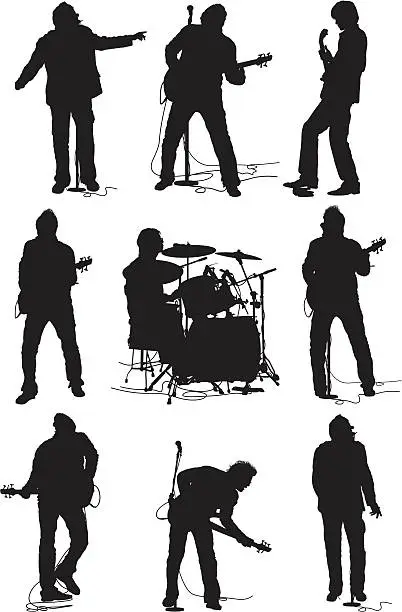 Vector illustration of Men rocking out on stage