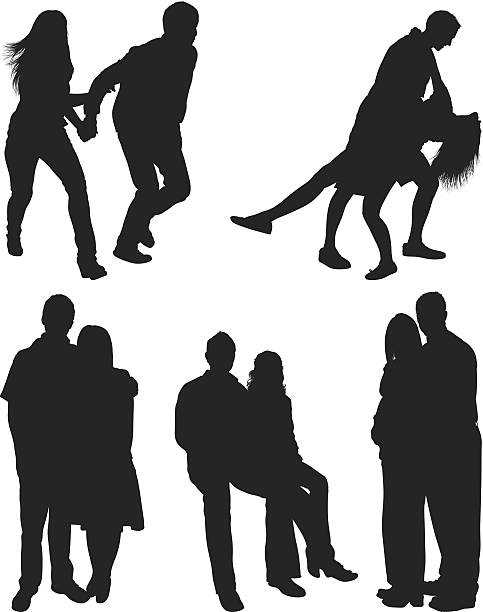 счастливые пары - love computer graphic dancing people stock illustrations