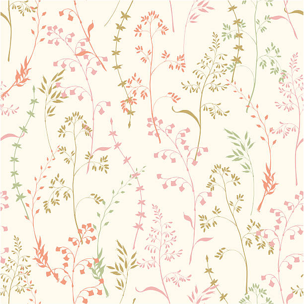 Grass Background seamless pattern with herbs fragility stock illustrations