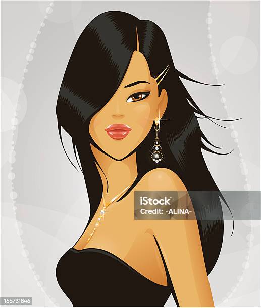 Brunette Stock Illustration - Download Image Now - Fashion Model, Glamour, Women