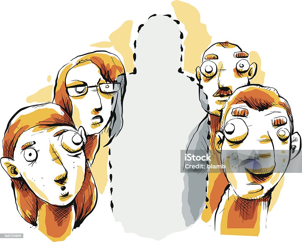 Invisible One A group of people suspect that there is an invisible person. Invisible stock vector
