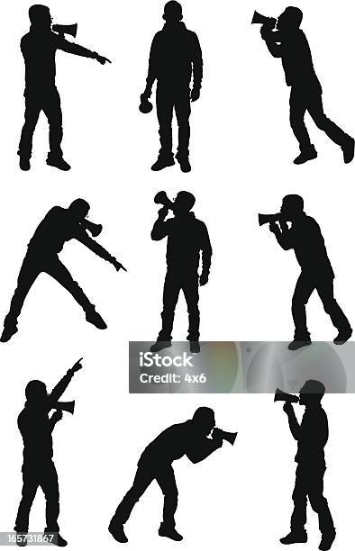 Men Shouting Into Megaphone Stock Illustration - Download Image Now - Adult, Advice, Announcement Message