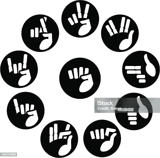 Vetores de Mãos Ícones Vários Movimentos e mais imagens de Estalar os Dedos - Estalar os Dedos, Mãos como Armas, Sinal de Paz