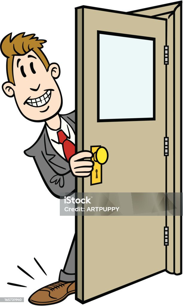 Cartoon Businessman Getting His Foot In Door Great illustration of a businessman getting his foot in the door. Perfect for a business or career illustration. EPS and JPEG files included. Be sure to view my other illustrations, thanks! Adult stock vector