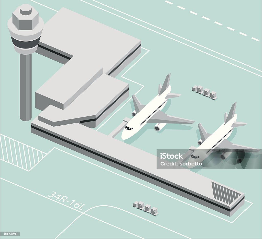 À l'aéroport - clipart vectoriel de Aéroport libre de droits
