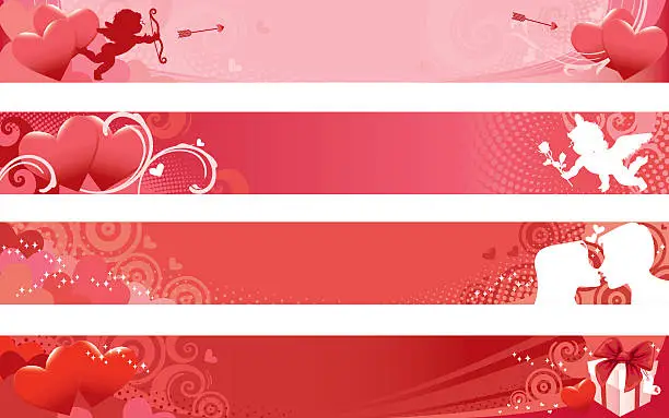 Vector illustration of Set of Valentine Banners