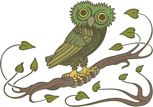 Vector illustration of Classical Little Owl Corner