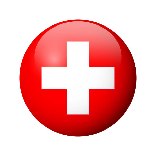 istock Glossy circle badge flag of Switzerland 1657325149
