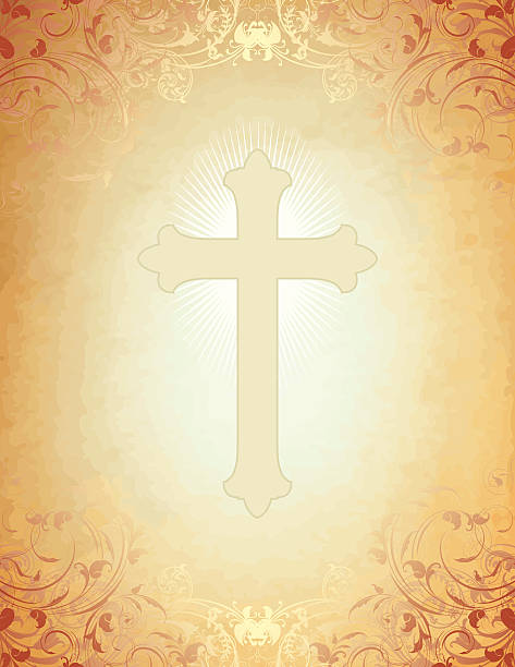 illustrazioni stock, clip art, cartoni animati e icone di tendenza di christian cross pergamena - christianity cross shape dirty grunge