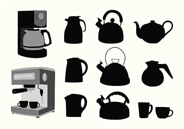 Vector illustration of Tea'n Coffee Vector Silhouette