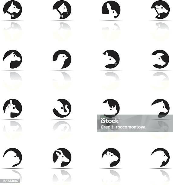 Conjunto De Ícones De Animais - Arte vetorial de stock e mais imagens de Símbolo de ícone - Símbolo de ícone, Rinoceronte, Cão