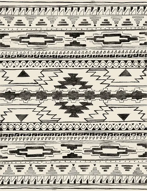 Vector illustration of hand drawn aztec pattern