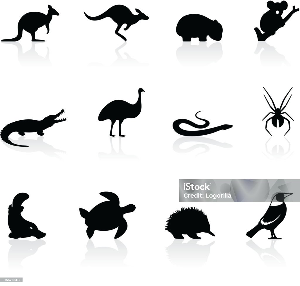 Australian animal icons Stylized animal icons from Australia. Includes a transparent PNG. Icon Symbol stock vector