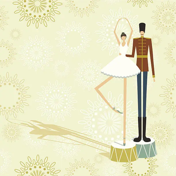 Vector illustration of Ballerina and tin soldier