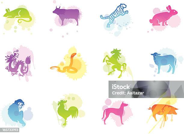 Stains Icons Chinese Zodiac Stock Illustration - Download Image Now - Chinese Zodiac Sign, Astrology Sign, Icon Set