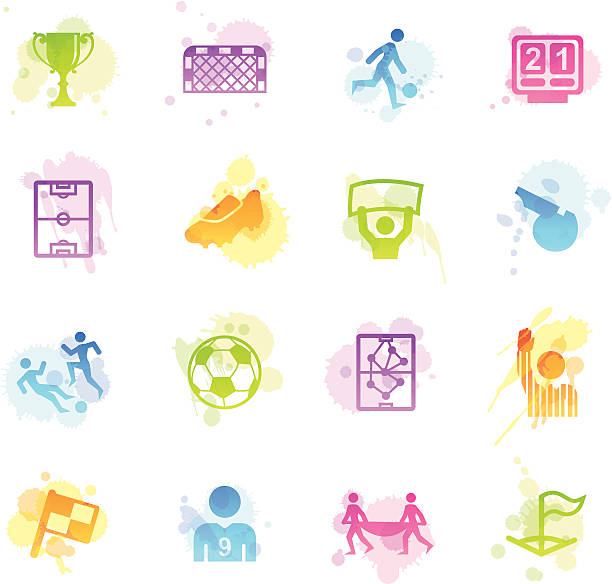 flecken icons-soccer - dirty soccer shoes stock-grafiken, -clipart, -cartoons und -symbole