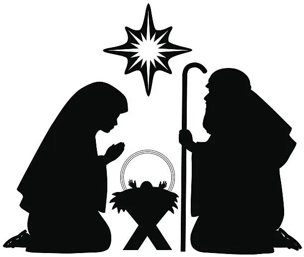 Vector illustration of Nativity Silhouettes