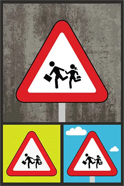 Vector illustration of Traffic sign, back to school,kids