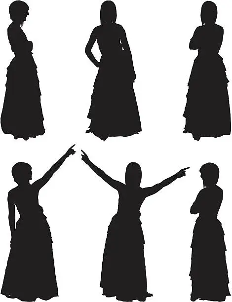 Vector illustration of Beautiful women in evening gowns