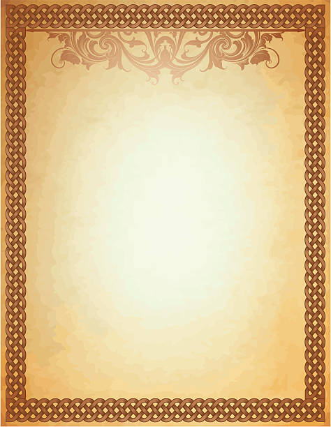 음영 셀틱 양피 - celtic culture tied knot parchment elegance stock illustrations