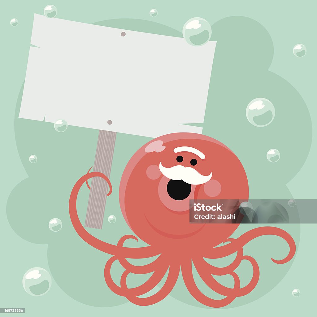 Stary ładny Octopus trzyma Znak puste - Grafika wektorowa royalty-free (Antropomorficzny)