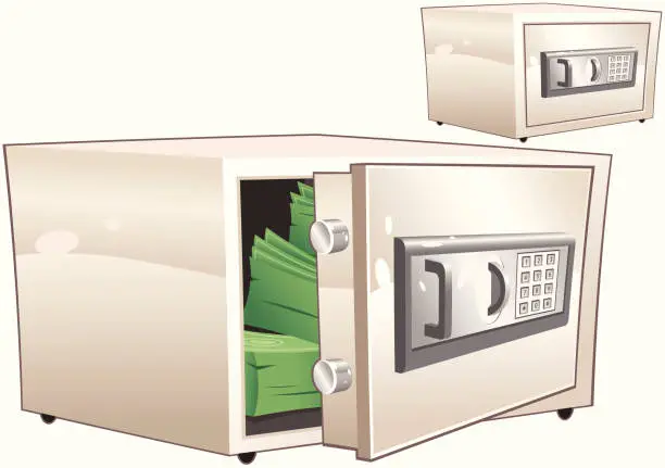 Vector illustration of Small cash safebox